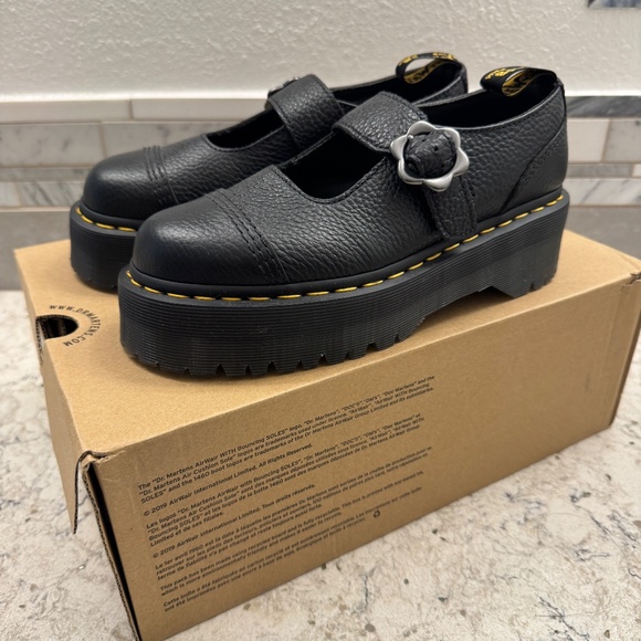 Dr.Martens Addina Floral Mary Janes Shoe Black Chunky Grundge aesthetic size 7 - Picture 15 of 15